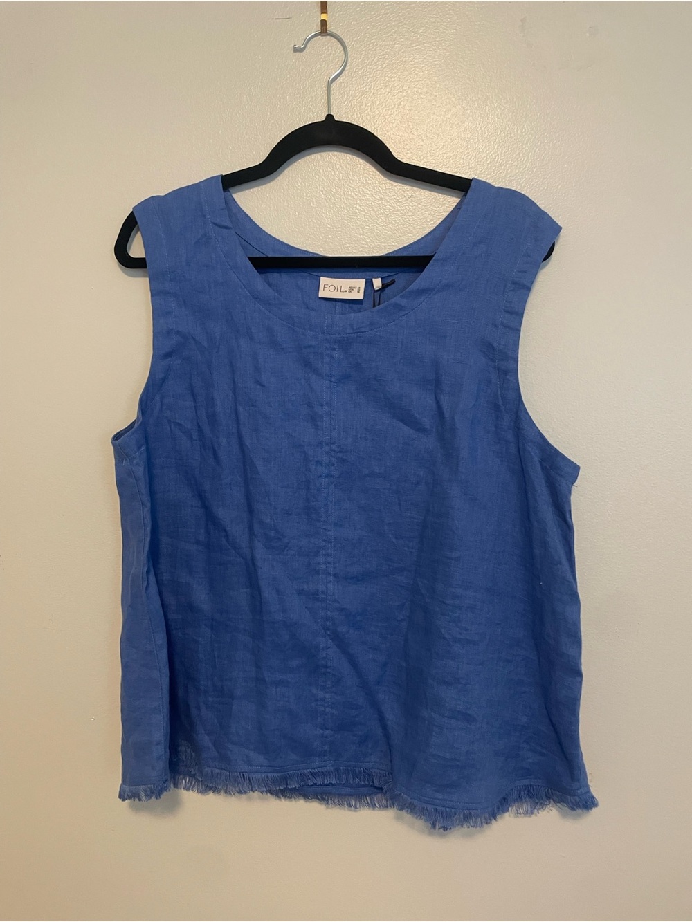 NWT FOIL Blue Linen  Top